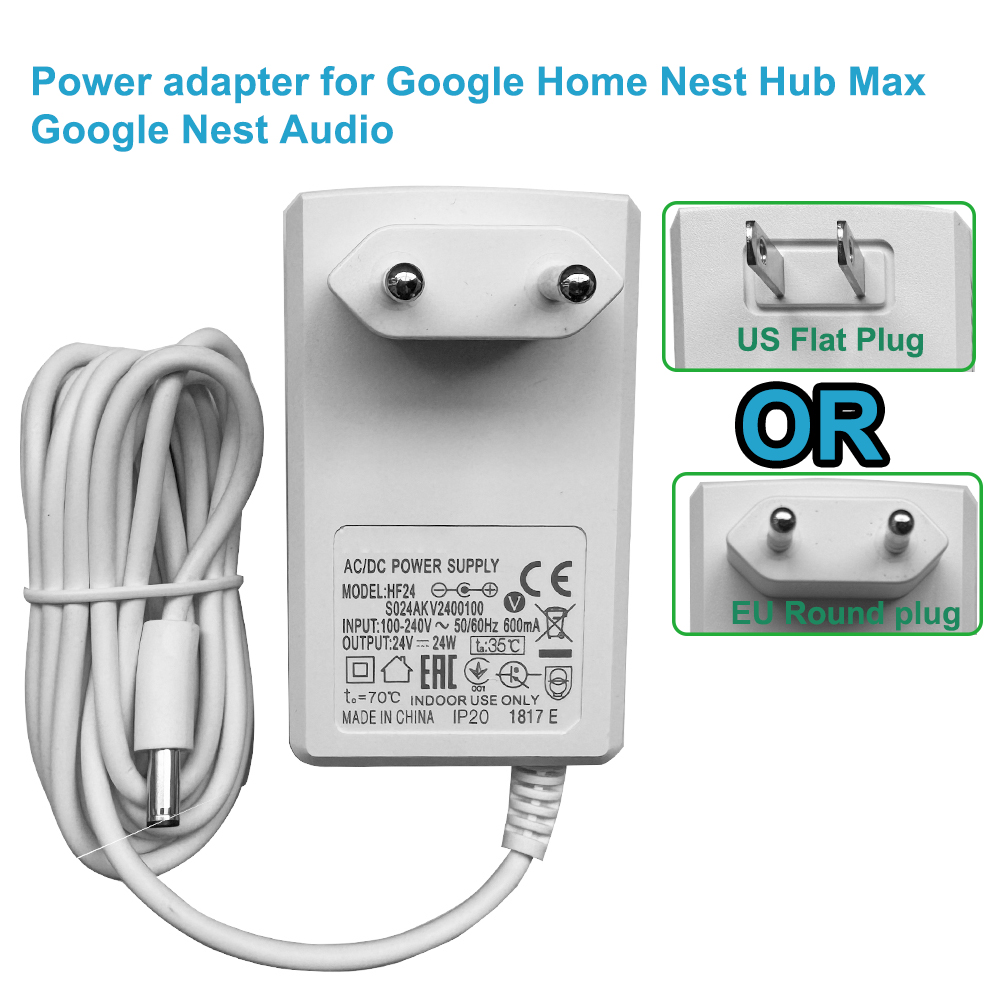Google Speaker Nest Hub - Adattatore di Alimentazione 24V per Google